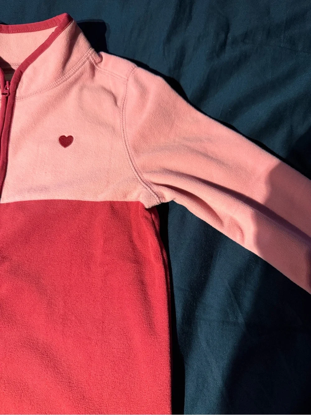 OshKosh B'gosh Coral Pink and Red Colorblock Fleece Jacket